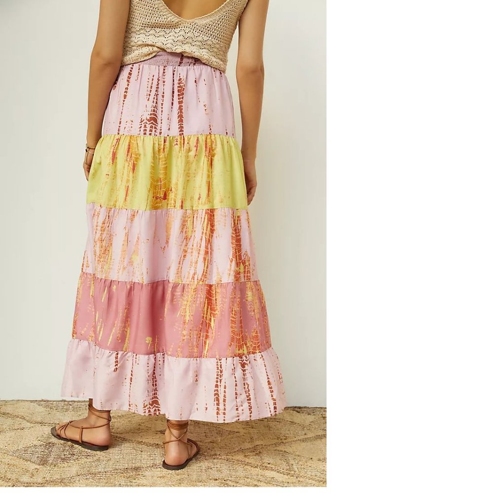 Anthropologie Tiered Tie-Dye Maxi Skirt size L new with tag - Picture 6 of 7